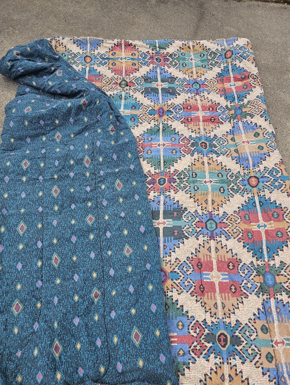 Springs Industries Aztec Queen Comforter Blanket USA Made 50/50 Blend Reversible